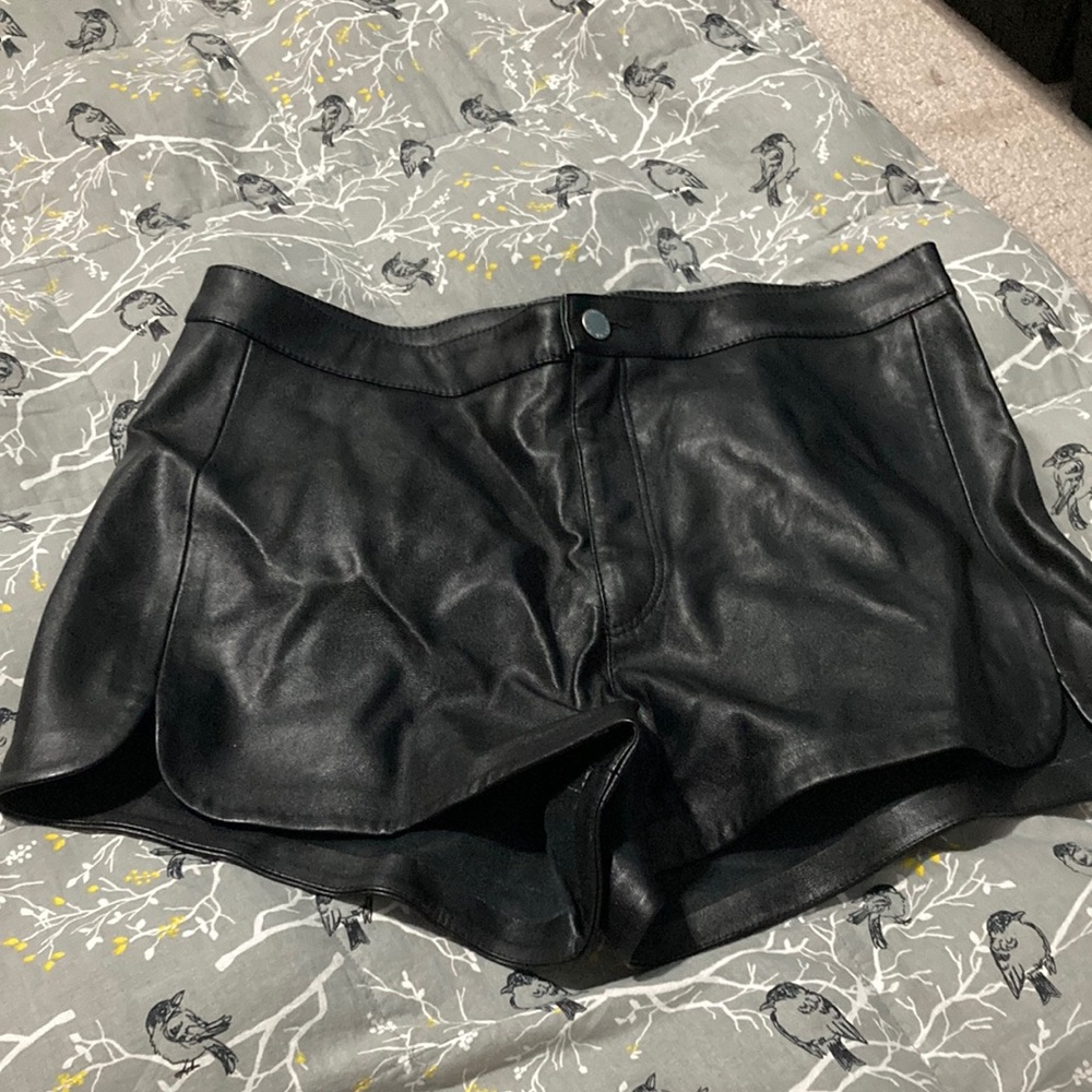 Faux leather shorts